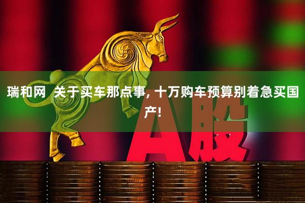 瑞和网  关于买车那点事, 十万购车预算别着急买国产!
